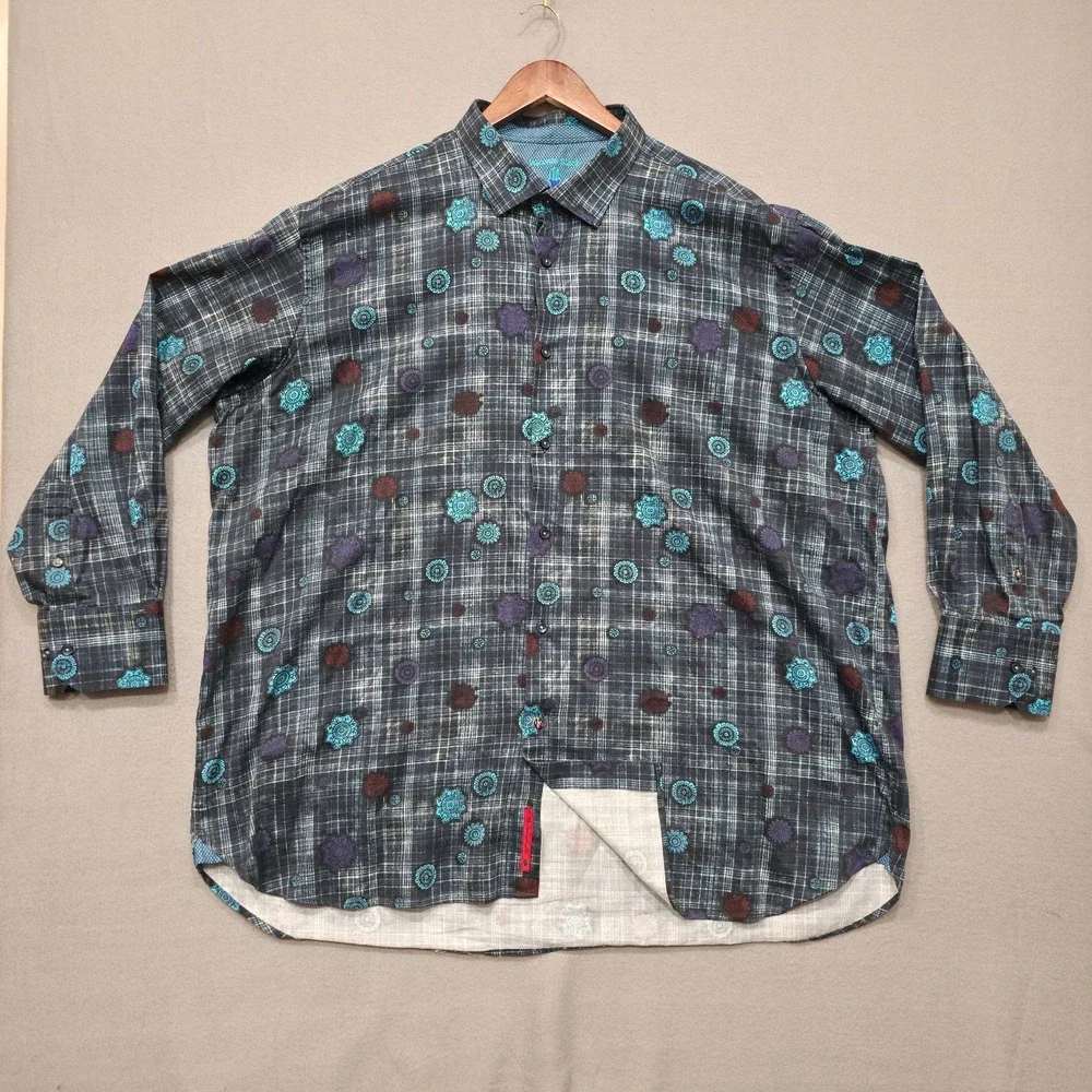 Visconti Black Men's Multicolored Long Sleeve Button Up Shirt Size 3XLB